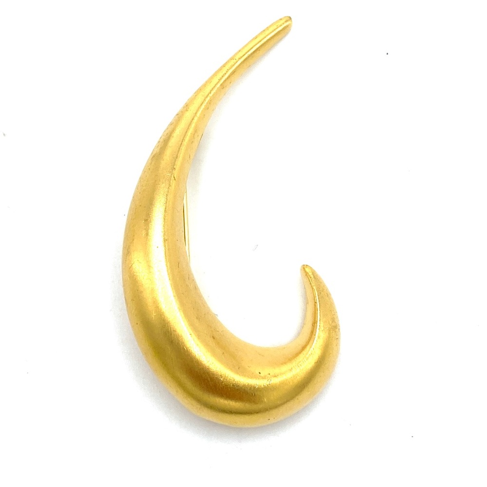 Vintage Brushed Gold Tone Brooch Pin Scarf Pin Signed